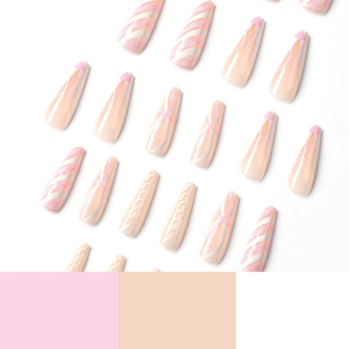 Translucent artificial nails with delicate patterns Bowlift