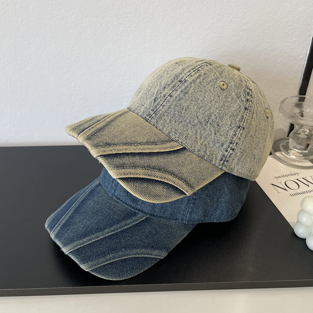 Women's Vintage Distressed Denim Baseball Cap Bowlift