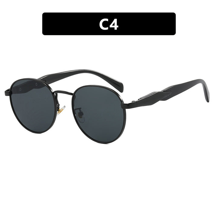 Women's round sunglasses with elegant, golden frame and UV protection Bowlift