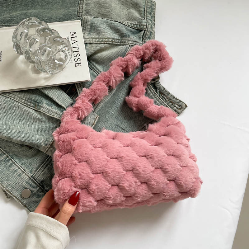 Cozy Textured Plush Handbag Bowlift