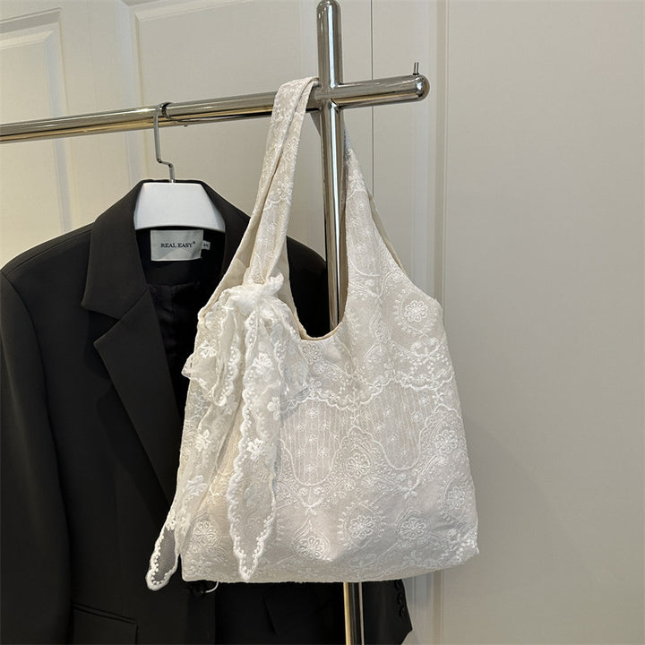 Elegant Lace-Trimmed Shoulder Bag Bowlift