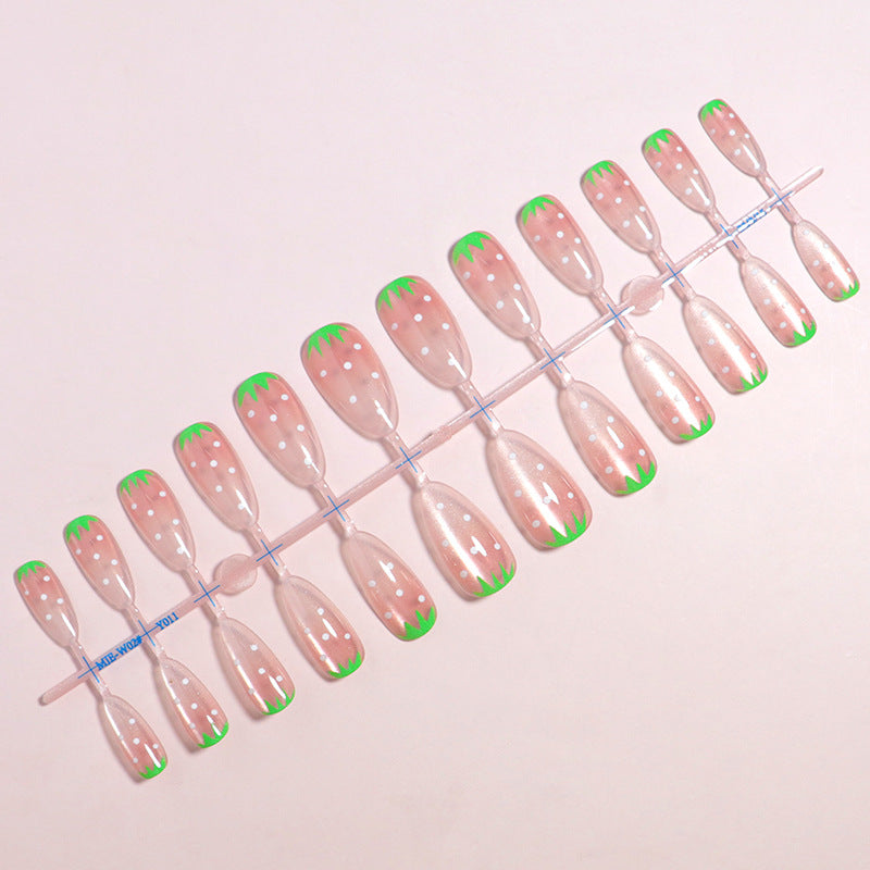 Strawberry-Inspired Artistic Press-On Nail Set Bowlift