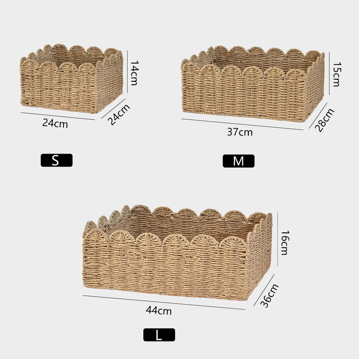 Handcrafted storage basket with playful wave edge Bowlift