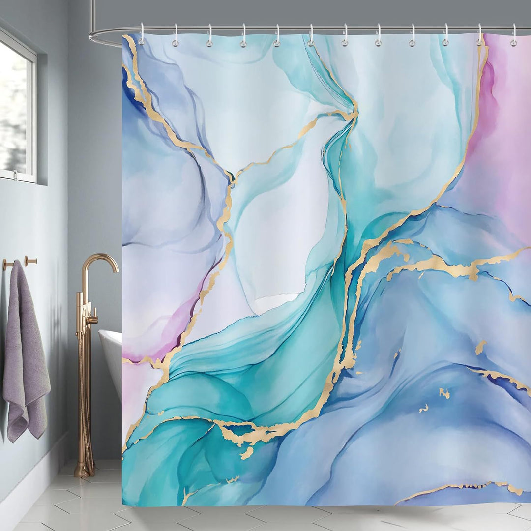 Artistic Marble Texture Shower Curtain Bowlift