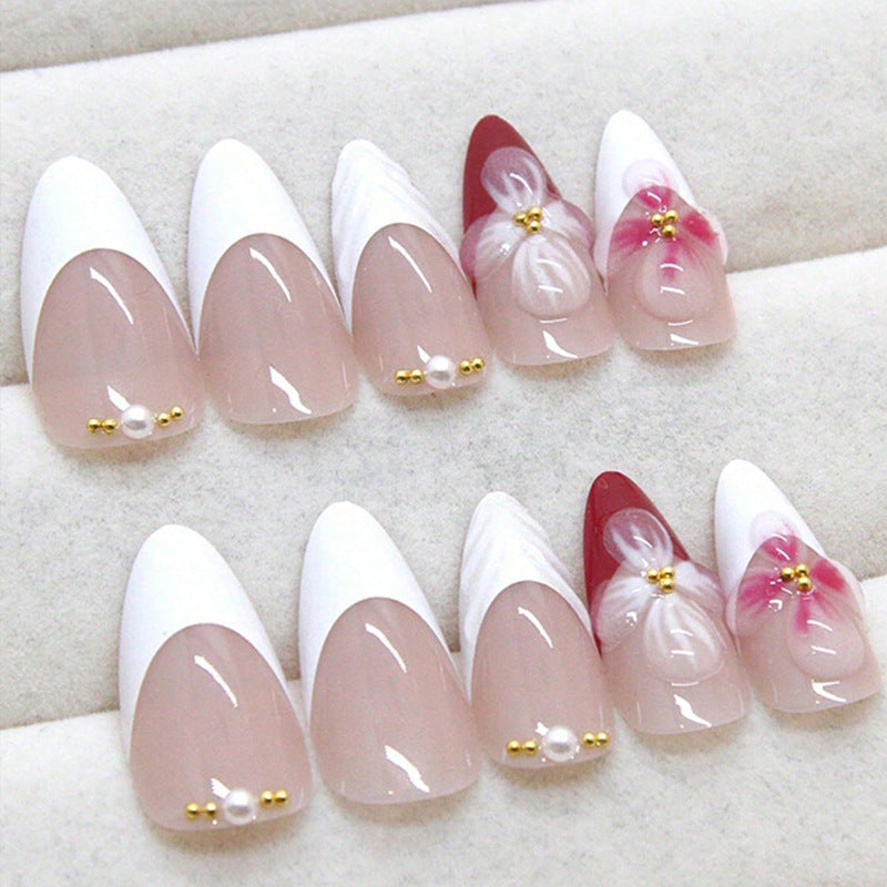 Floral Design Stiletto Press-On Nails Bowlift
