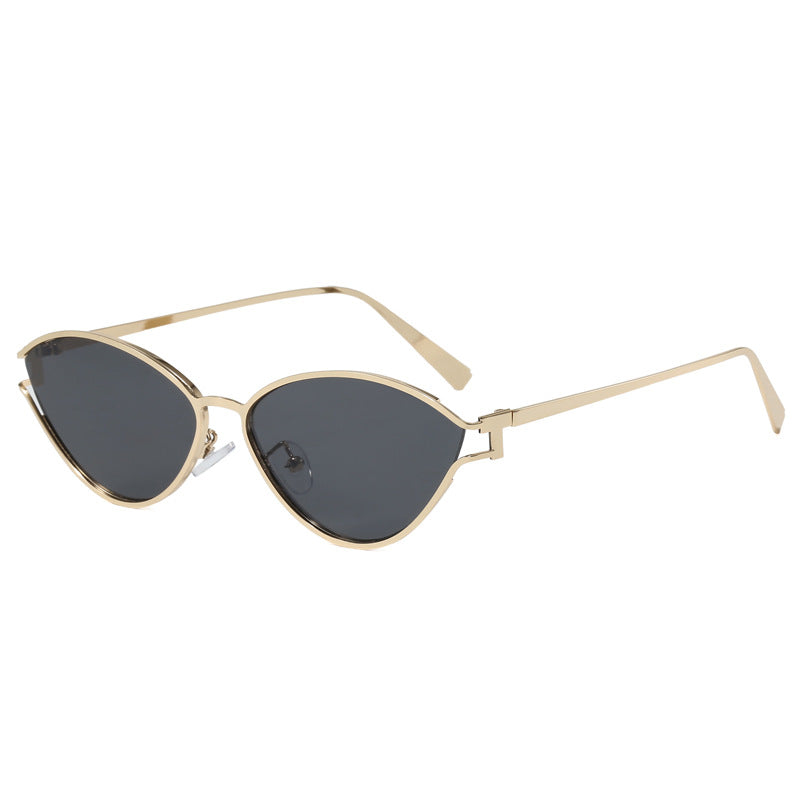 Fashionable Cat-Eye Sunglasses with Thin Metal Frame Bowlift