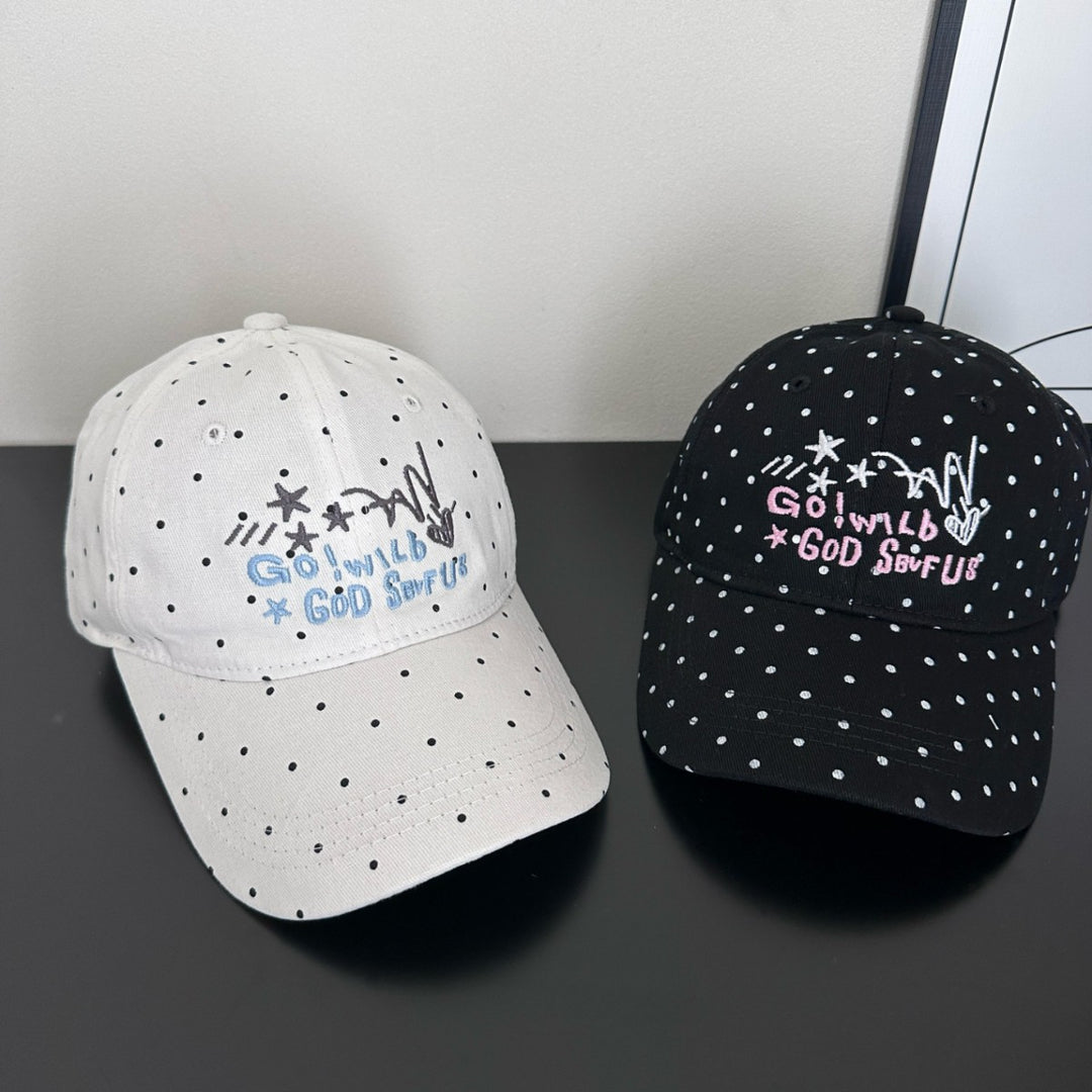Women's Trendy Polka Dot Embroidered Baseball Cap Bowlift