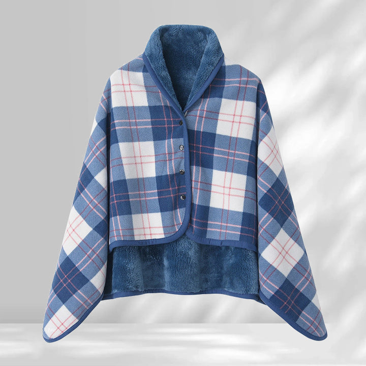 Women’s stylish hooded blanket with checkered pattern Bowlift