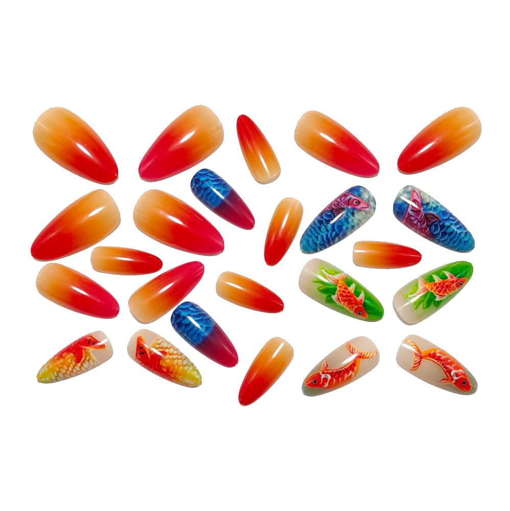Artificial nails with 3D Koi fish design Bowlift