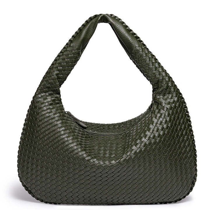 Handcrafted Woven Leather Hobo Bag Bowlift