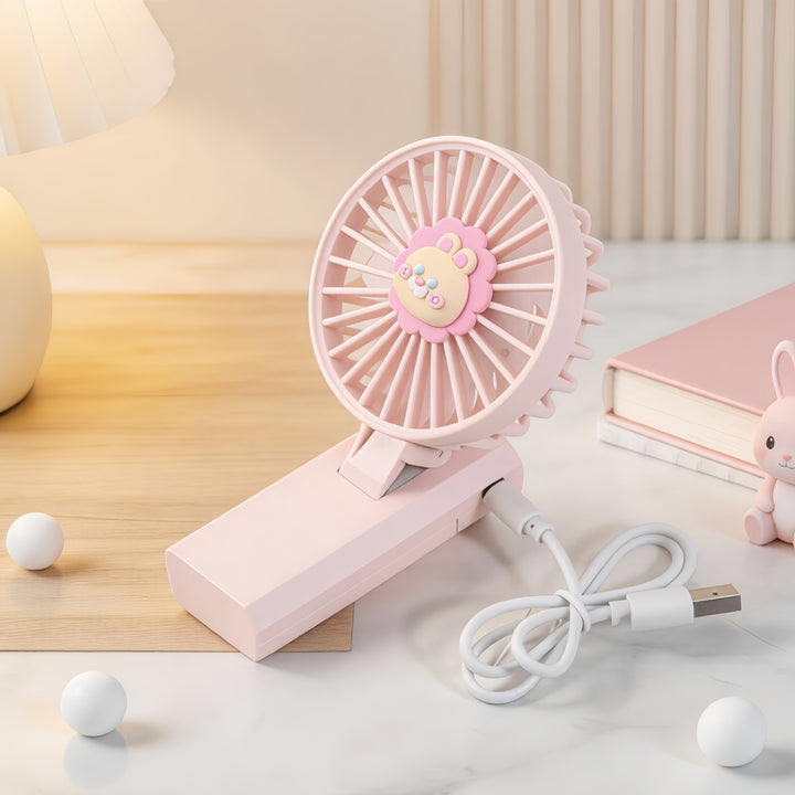 Women Portable Handheld Fan with Cute Lion Design Bowlift