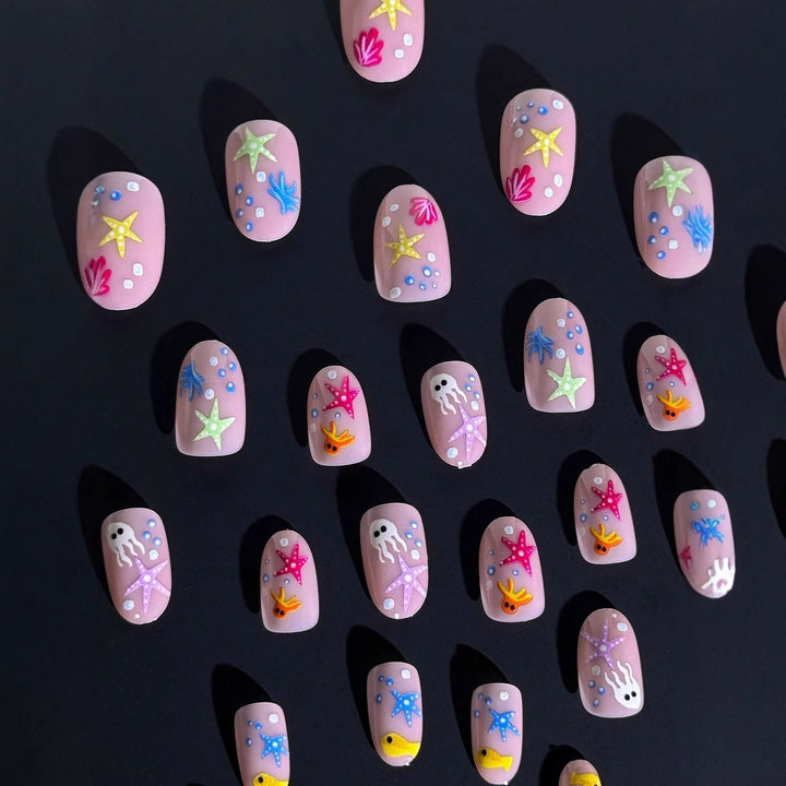 Acrylic nail set with maritime design and colorful 3D accents Bowlift