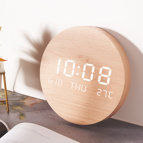 Elegant table clock in modern wood design Bowlift
