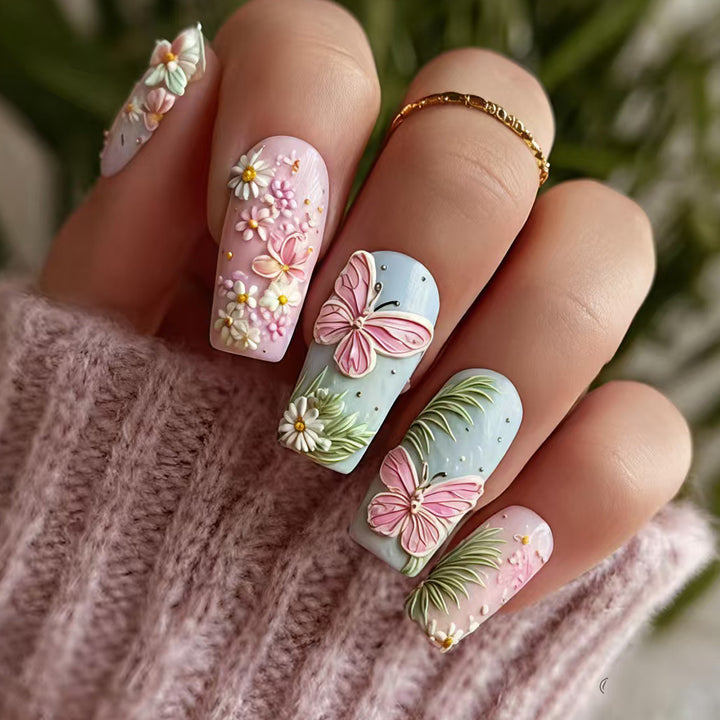 Creative Flower and Butterfly Art Nails Bowlift