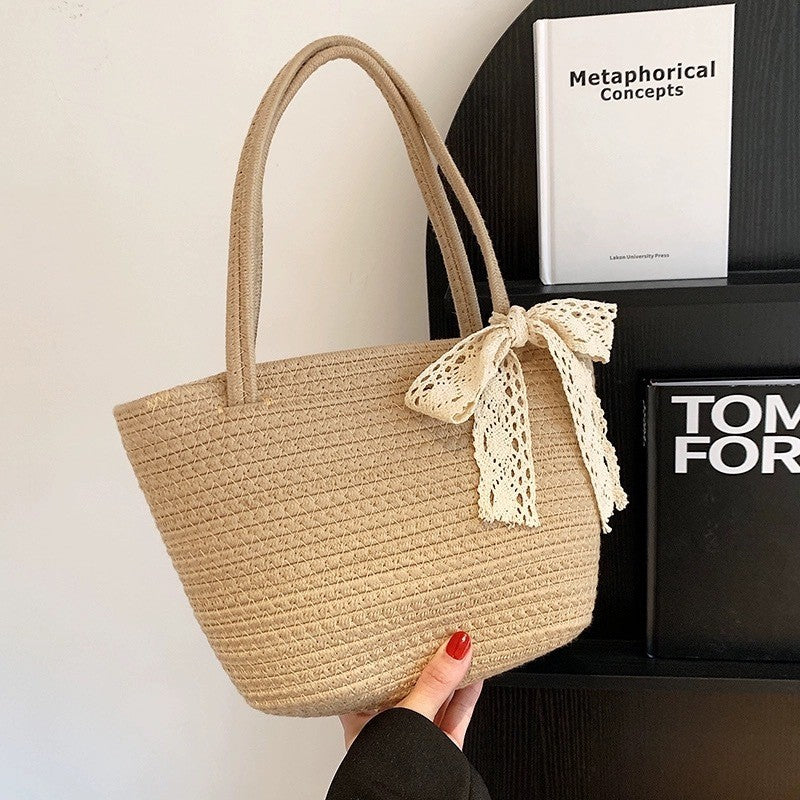 Women's handbag with decorative crochet tape Bowlift