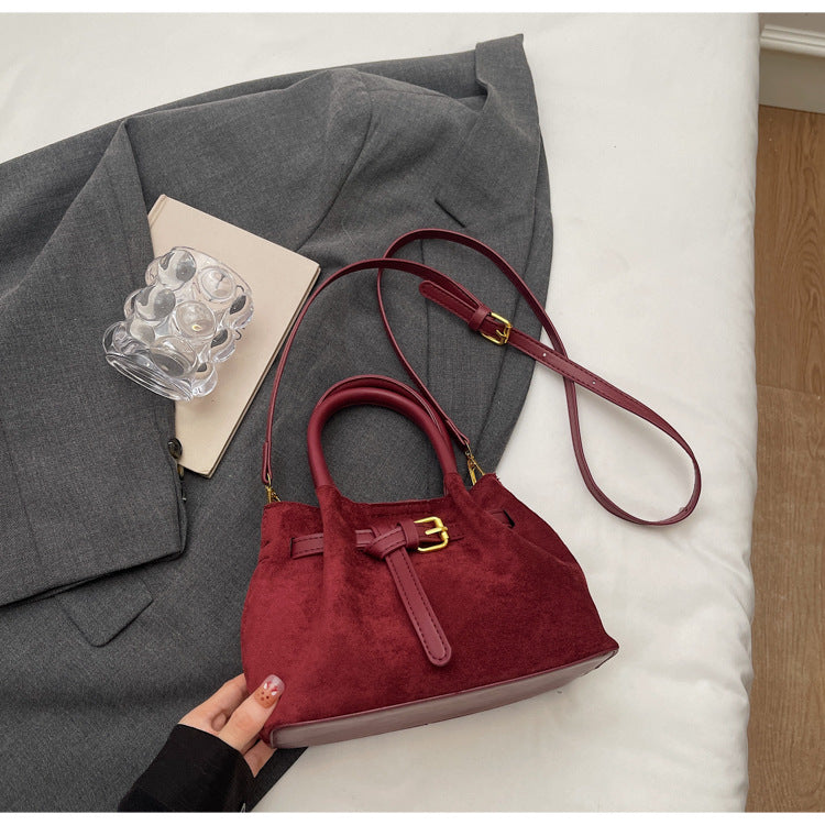 Elegant Suede Handheld Bag Bowlift