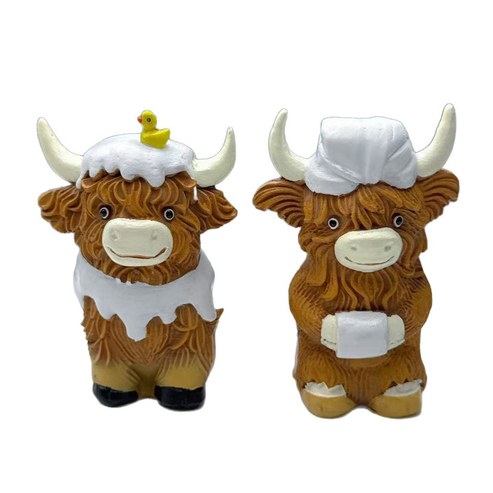 Funny Highland Cattle Figurine Bowlift