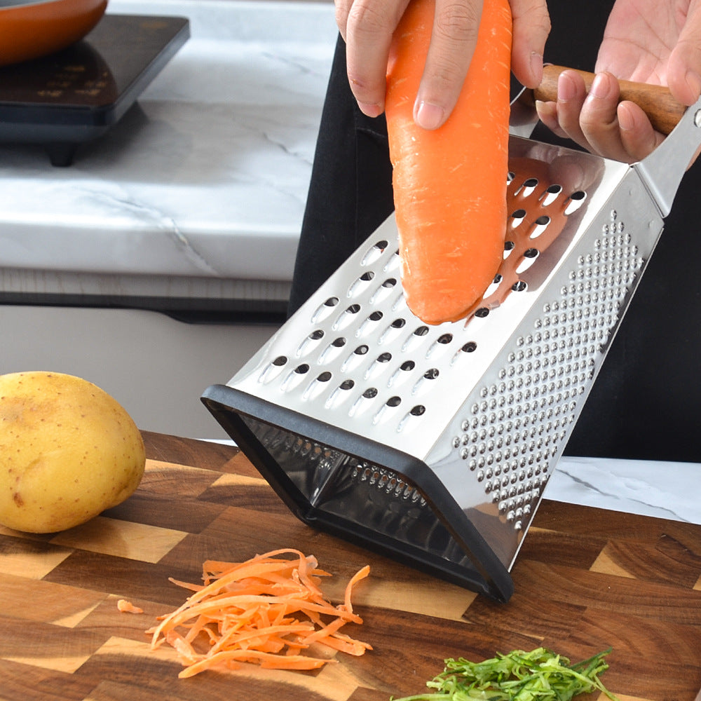 Ergonomic stainless steel cheese and vegetable grater Bowlift