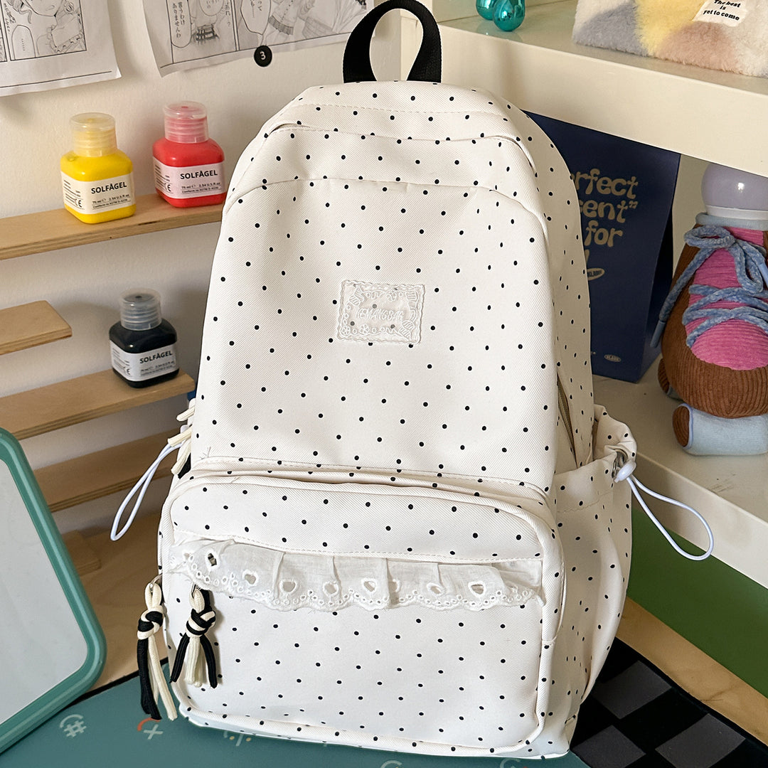 Decorative Polka Dot School Backpack Bowlift
