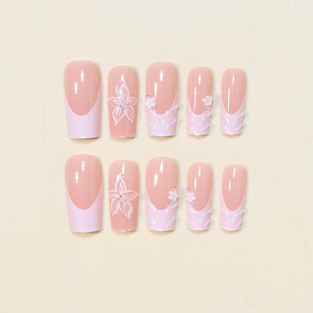 Elegant Floral Press-On Nail Art Bowlift