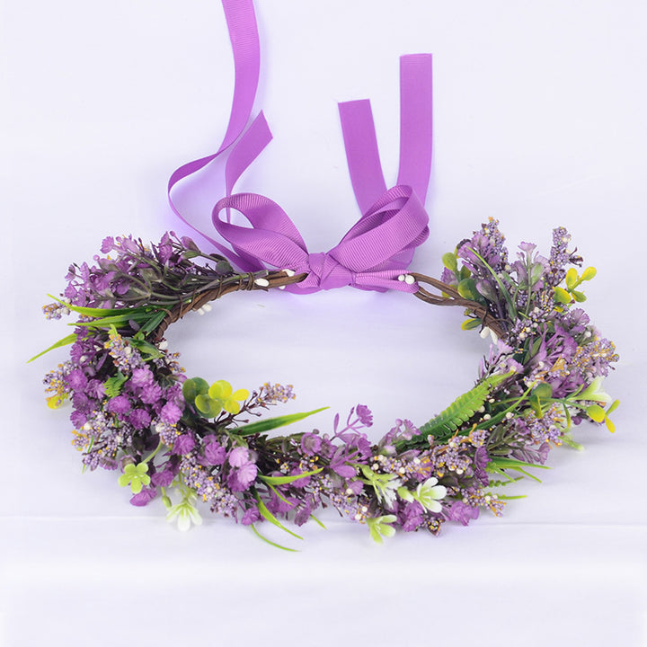 Handmade Romantic Artificial Flower Crown Headband for Bridal and Festival Bowlift
