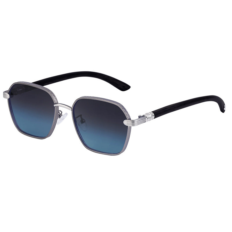 Designer Square Metal-Frame Sunglasses with Gradient Polarized Lenses Bowlift
