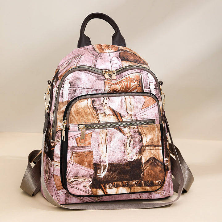 Stylish Denim Pattern Backpack Bowlift