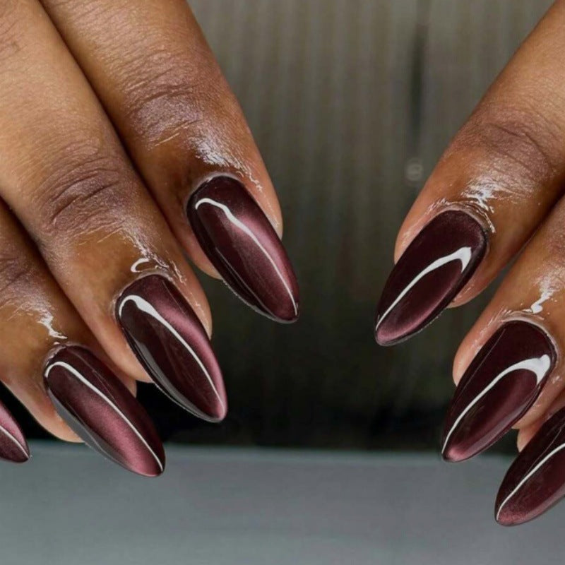 Glossy Pointed Gel Press-On Nails Bowlift
