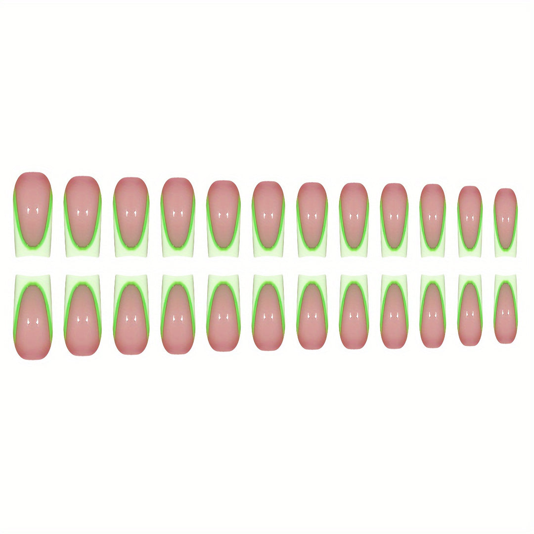 Neon French Tip Press-On Nails Bowlift
