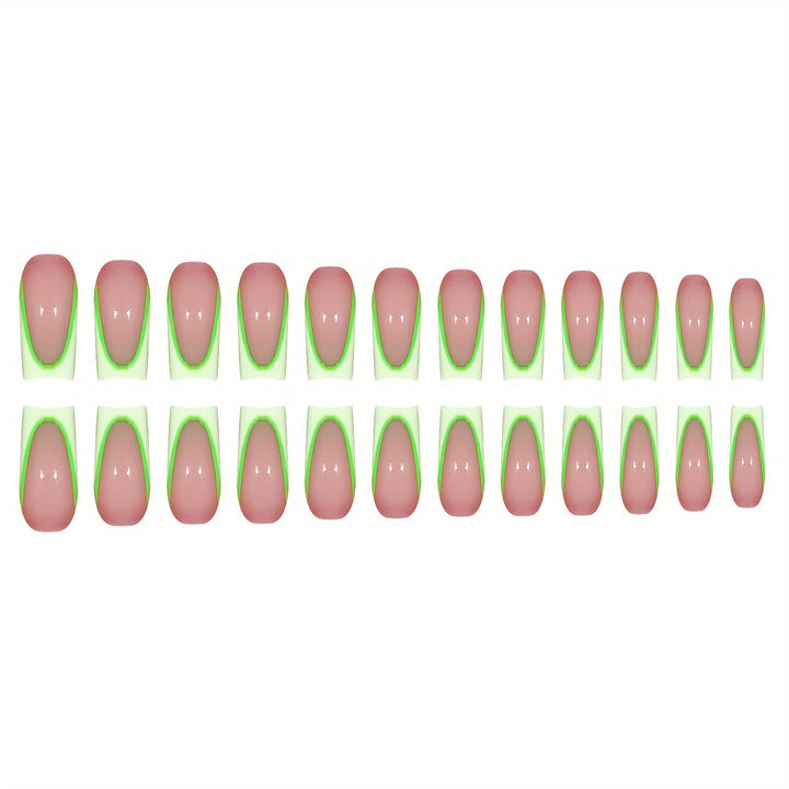 Neon French Tip Press-On Nails Bowlift