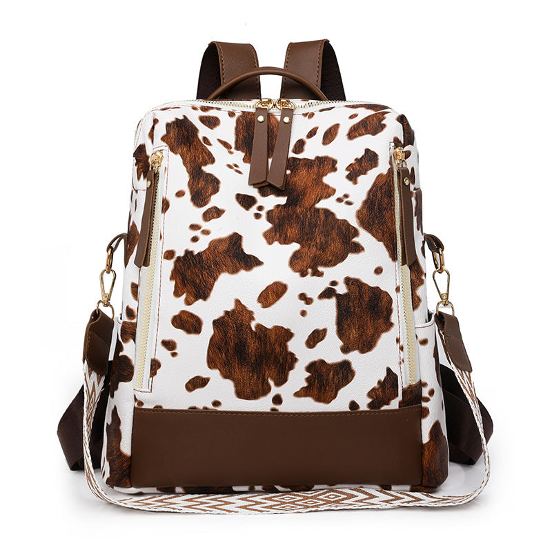 Fashionable Cow Print Backpack Bowlift