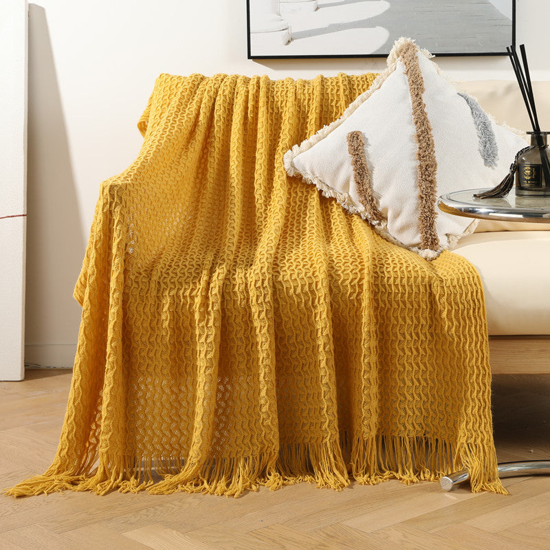 Women Luxurious Knit Blanket with Fringes Bowlift