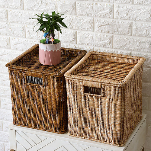 Unisex Rectangular Storage Basket made of braided rattan Bowlift
