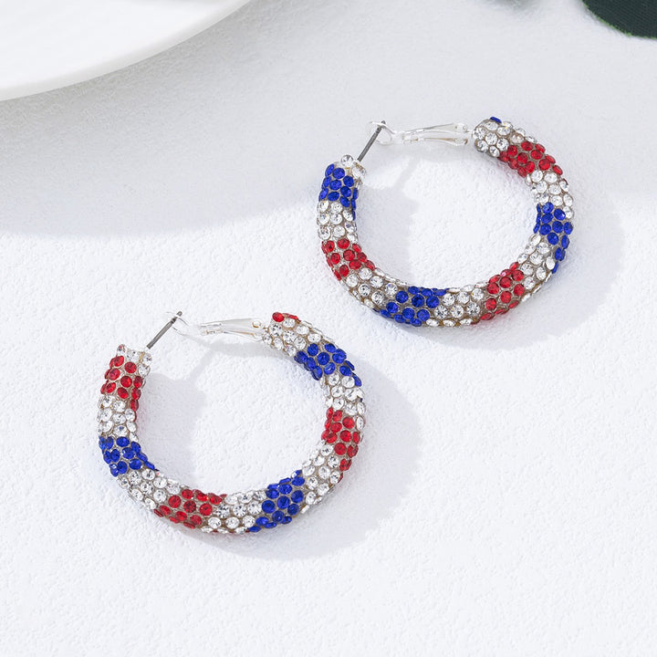 Women's nan pave rhinestone encrusted hoop earrings with secure leverback closure Bowlift