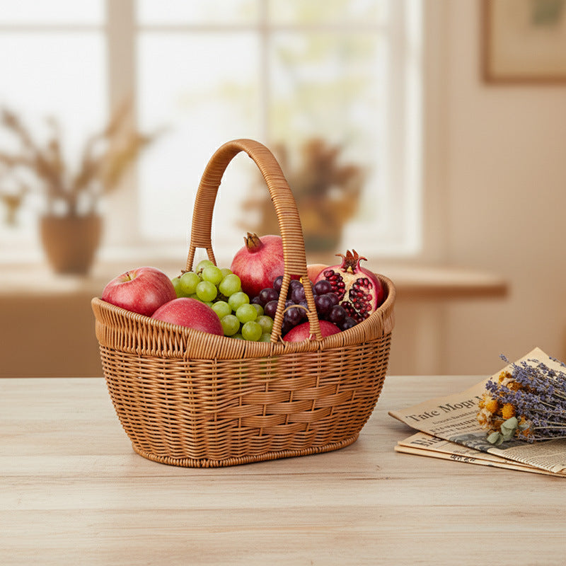 Handwoven Decorative Picnic Basket Bowlift