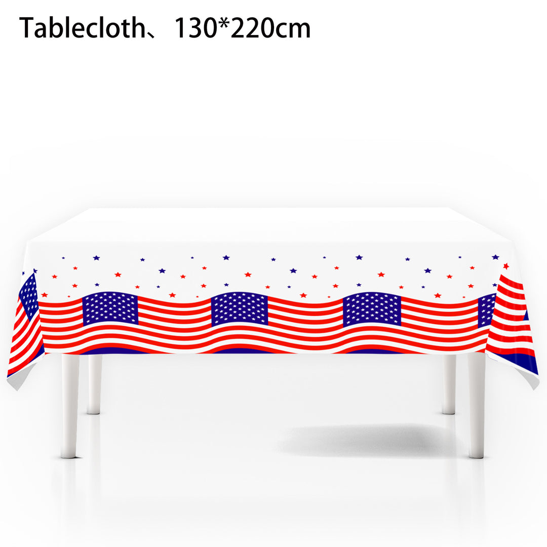Unisex nan patriotic rectangular party tablecloth with stars and stripes waterproof disposable plastic Bowlift