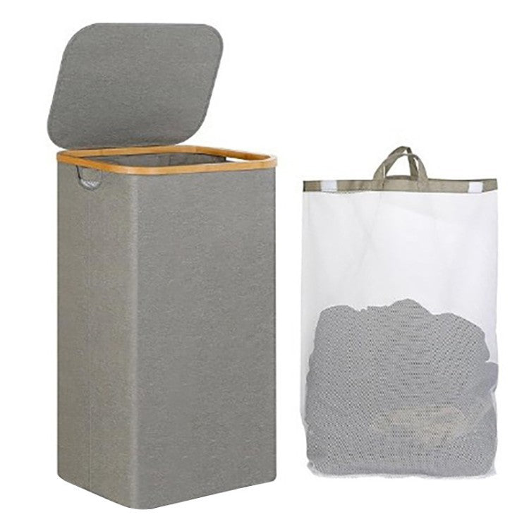 Stylish laundry basket with wooden lid Bowlift