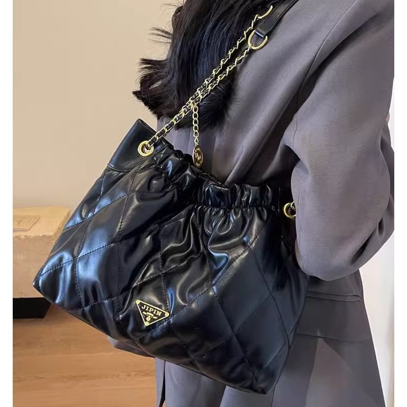 Quilted Chain-Handle Shoulder Bag Bowlift