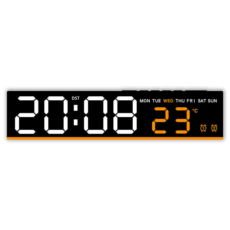 Digital wall clock with large LED digits and temperature display Bowlift