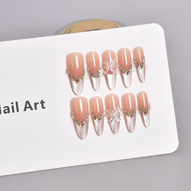 Glamorous Heart-Themed Press-On Nail Set Bowlift