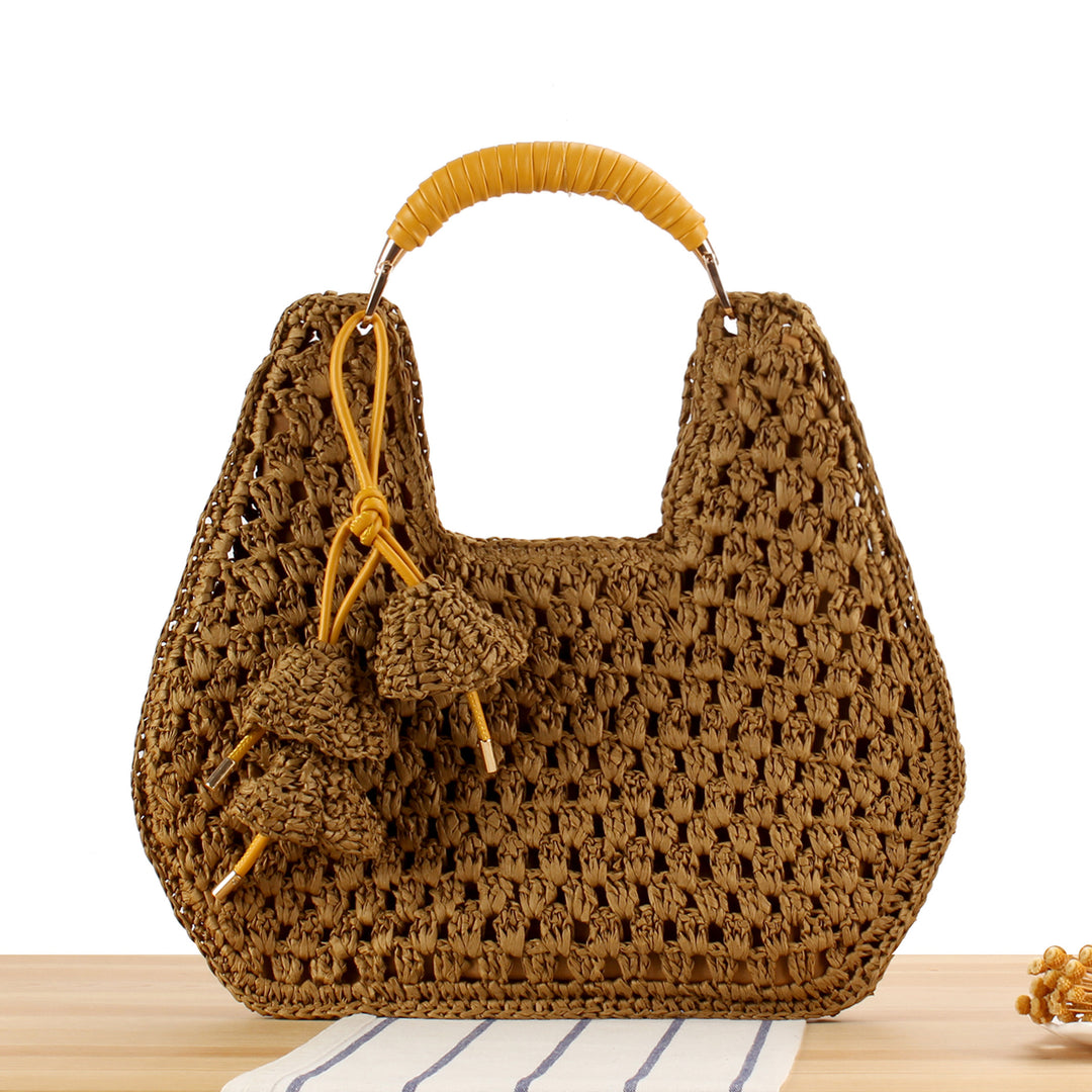 Handbag Made from Handcrafted Natural Material with Unique Tassel Pendant Bowlift