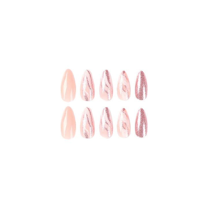 Artful Nail Extensions with Glitter and Marble Design Bowlift
