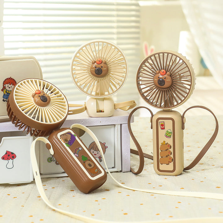 Women's Portable Mini Hand Fan with Cute Animal Design Bowlift