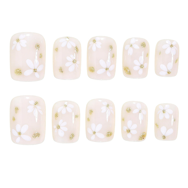 Elegant Floral Design Press-On Nail Art Bowlift