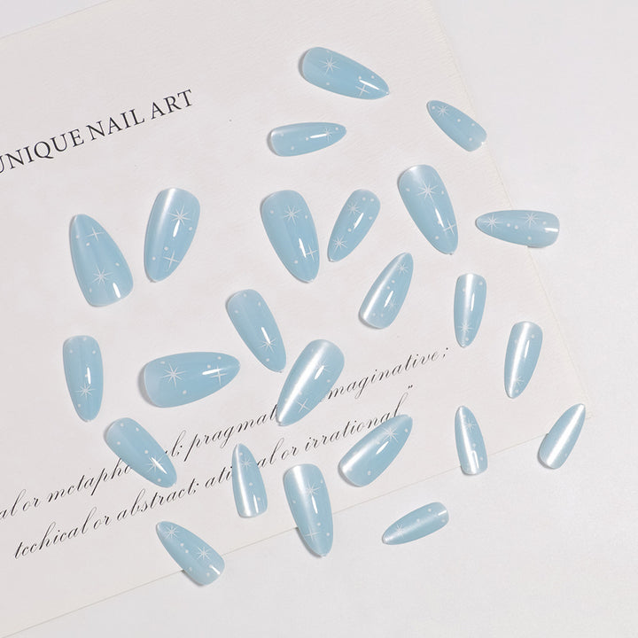 Celestial-Themed Glossy Press-On Nails Bowlift