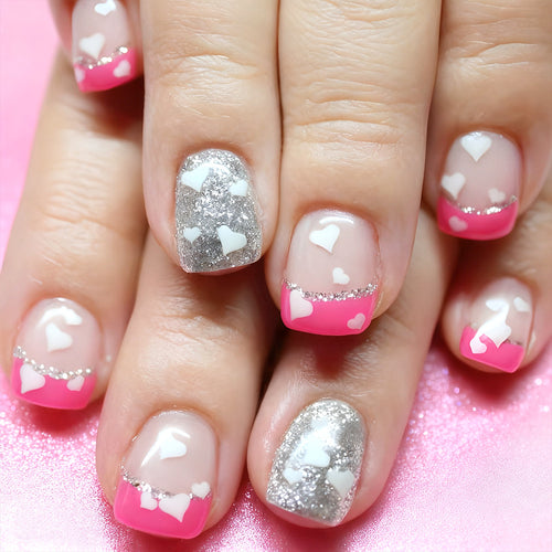 Heart-Embellished Gel Nail Set Bowlift