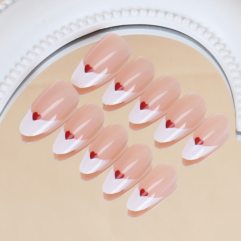 Heart-Embellished Press-On Nail Set Bowlift