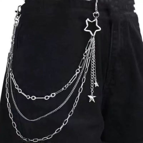 Fashionable chain belt with sparkling star pendant Bowlift