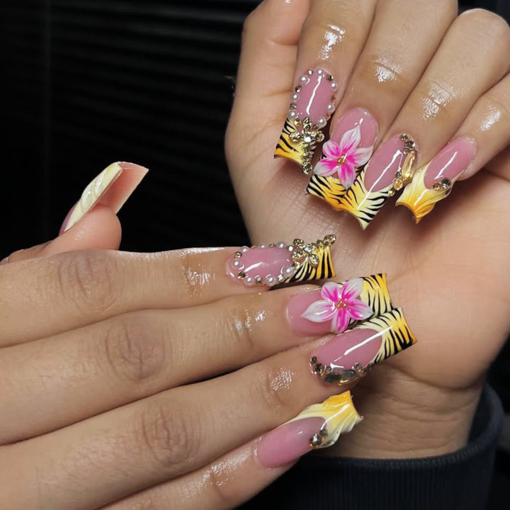 Exotic Floral Nail Art Enhancements Bowlift
