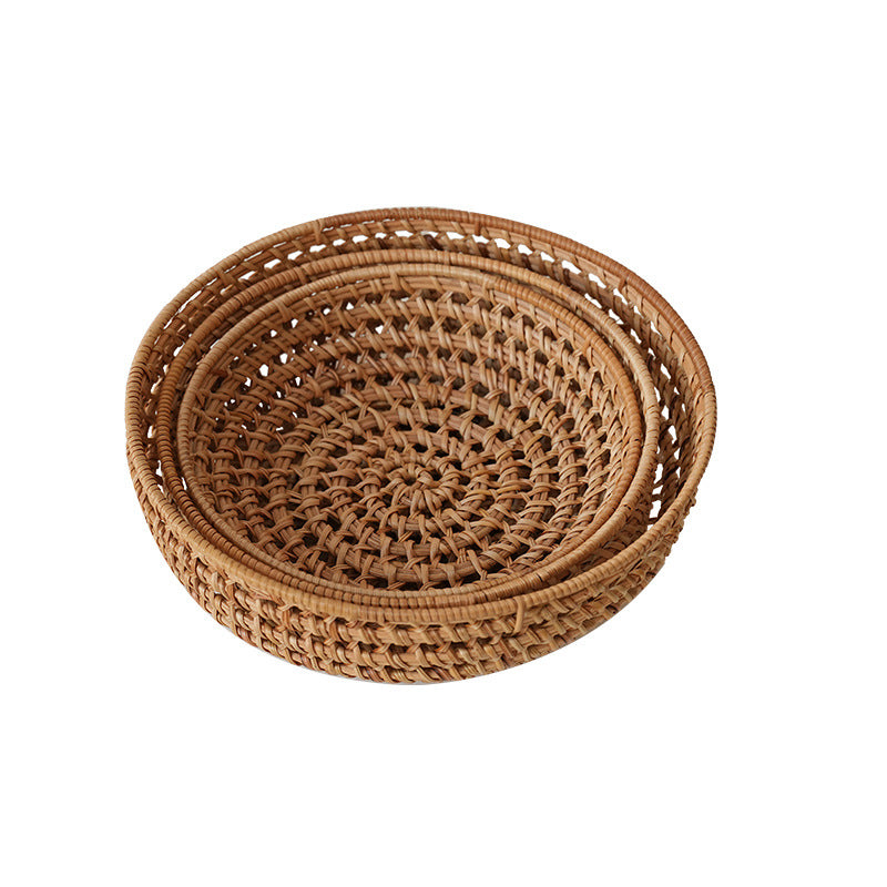 Ladies' round basket made of handwoven natural material Bowlift